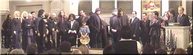 Picture from Randy's Memorial Service on Saturday (03/30/2002) in Los Angeles, Ca. Matt drummer for the "Guns & Roses" asked all the drummers present to join together on stage to bid Randy farewell. 